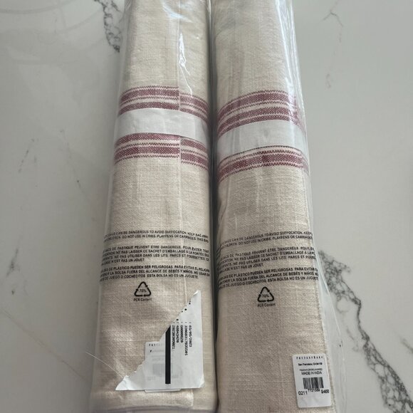 NWT Pottery Barn French Grain Sack Stripe Organic Cotton Runner 18" x 108" Red - Picture 5 of 5